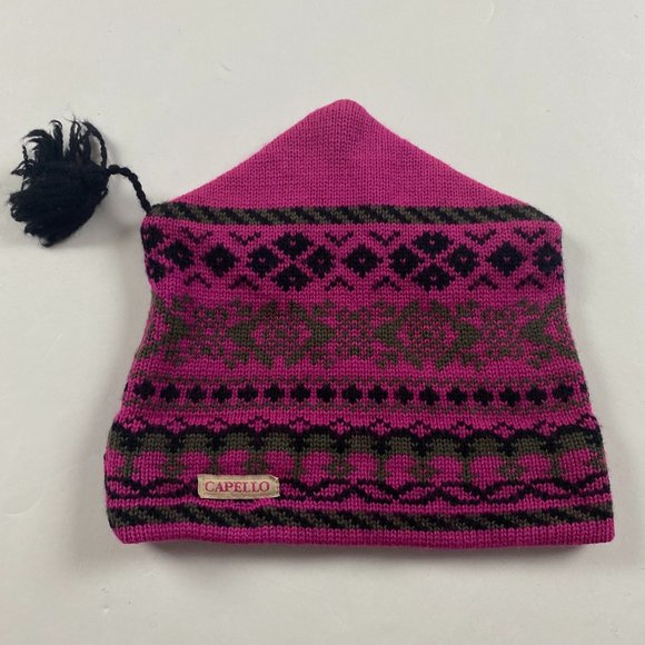 Vintage Capello Canada Ski Hat Cap Toque Winter Pink Purple - Picture 1 of 8